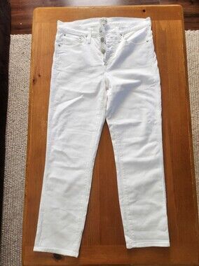 J. Crew White High-Rise Button-Fly Jeans